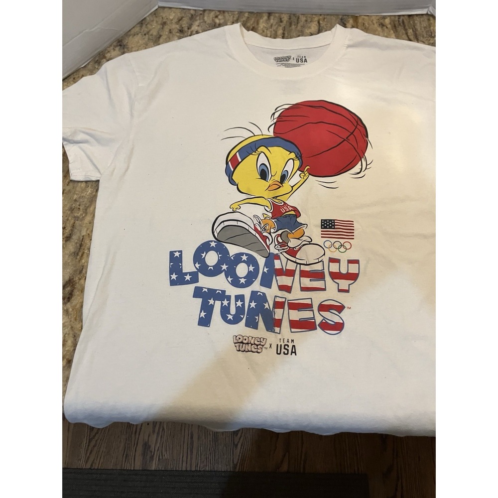 WB Looney Tunes X Team USA T-Shirt Tweety Bird Cartoon Basketball Olympics XL